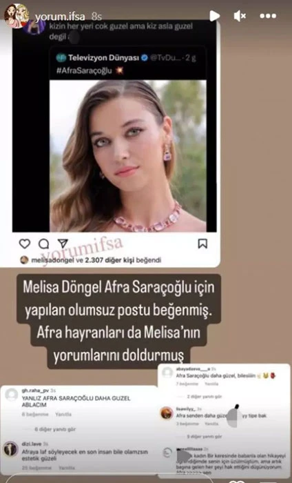 melisa dongel in begendigi yorum afra saracoglu nun hayranlarini kizdirdi 3