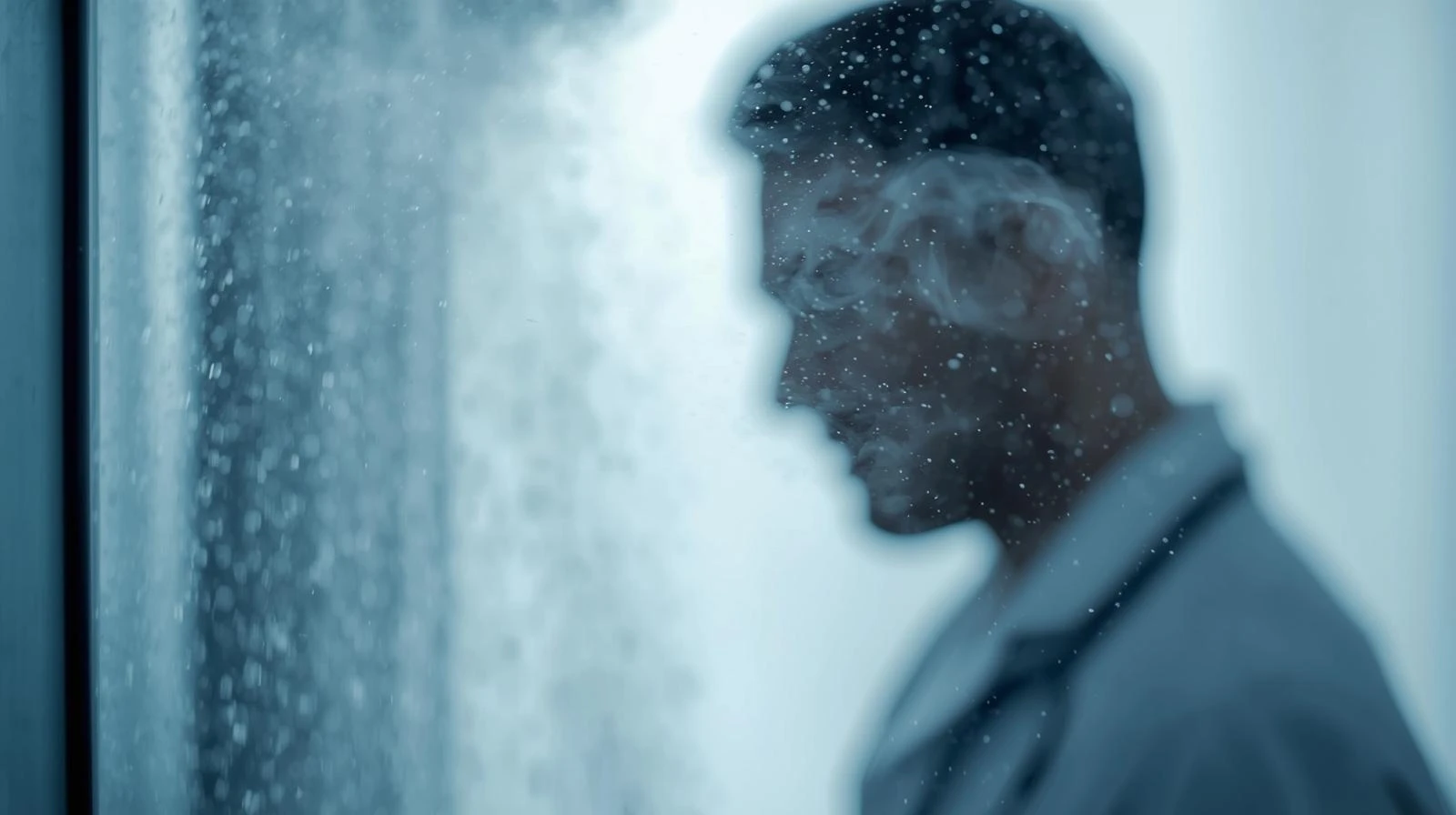 Sabah duş mu, akşam duş mu? Vücut için en faydalısı 5 Health expert concept image blurred doctor silhouette in background shower steam foreground professional and trustworthy mood Turkish health news visual minimal and clean