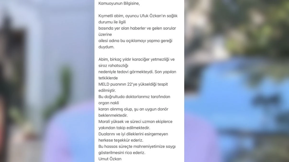 UFUK OZKAN SAGLIK DURUMU NE