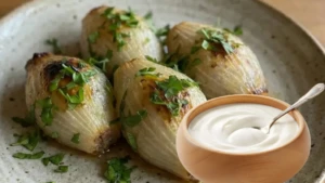 Fırında yoğurtla marine edilmiş soğan yemeği!