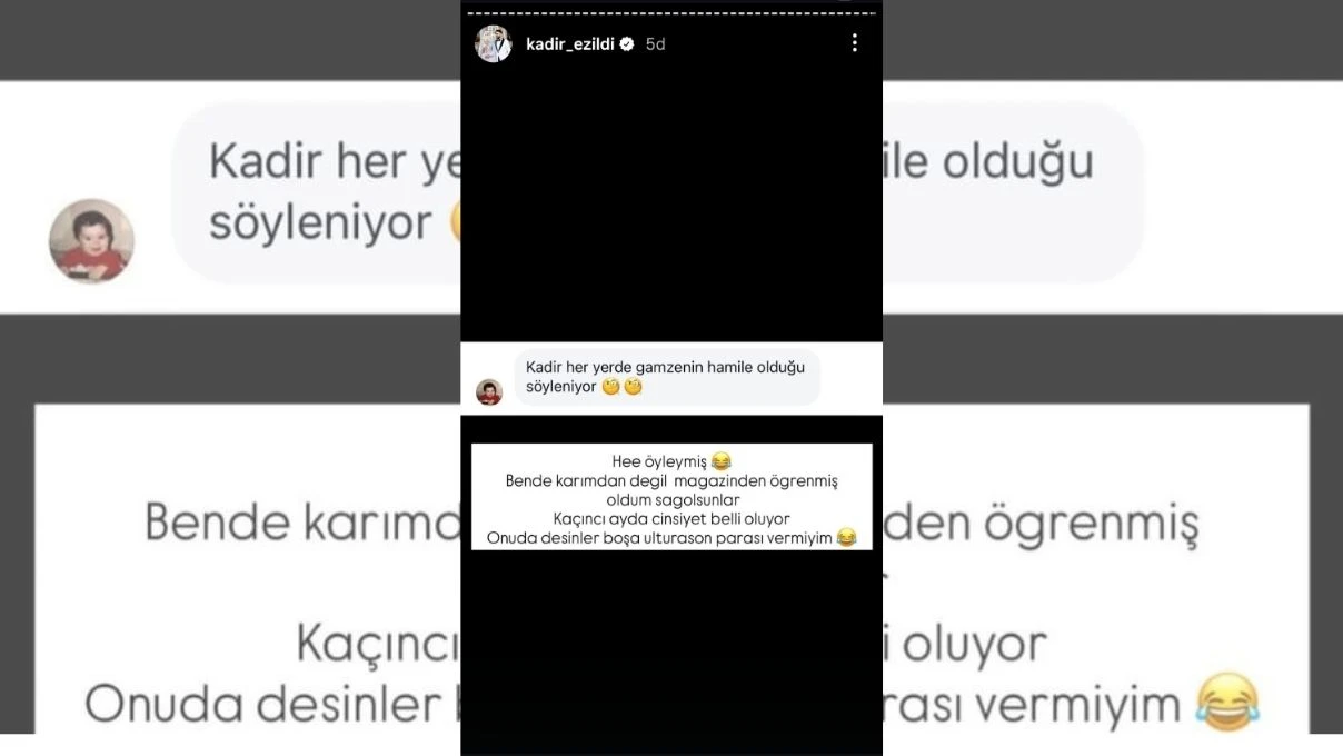 Kadir Ezildi eşi Gamze Ezildi’nin hamilelik iddialarına cevap verdi! “Kaçıncı ayda cinsiyet belli oluyor?” 