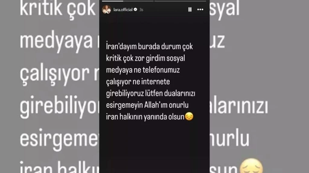Şarkıcı Lara İran’da savaşın ortasında kaldı! “Burada durum çok kritik”