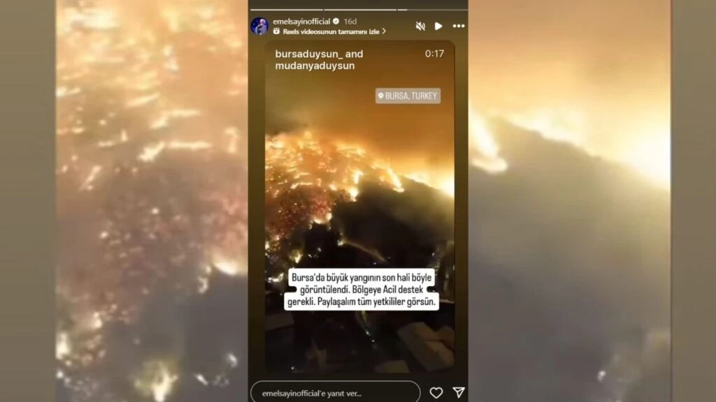 Ünlülerin Bursa yangın paylaşımları