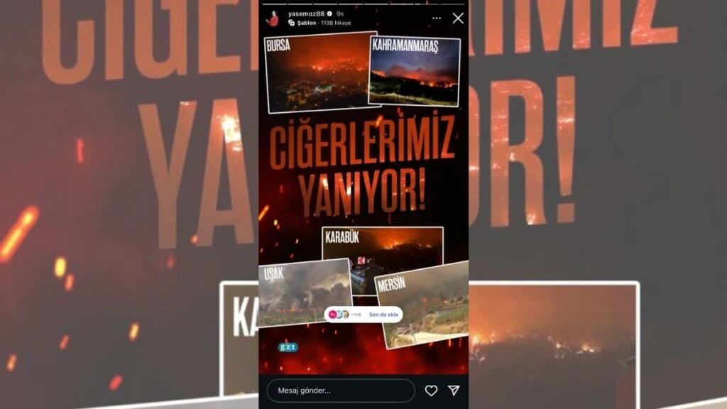 Ünlü isimlerden yürekleri dağlayan Bursa yangını paylaşımı! Ülkenin dört bir yanına ateş düştü