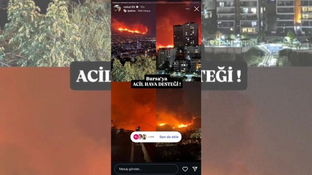 Ünlü isimlerden yürekleri dağlayan Bursa yangını paylaşımı! Ülkenin dört bir yanına ateş düştü
