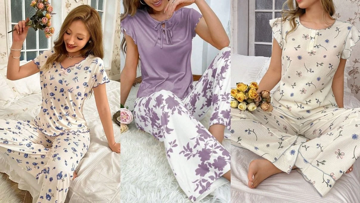Cicek desenli yazlik pijama takimlari