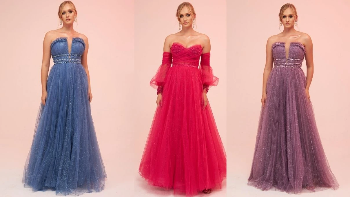 Dusuk kollu tullu nisan kiyafeti modeli