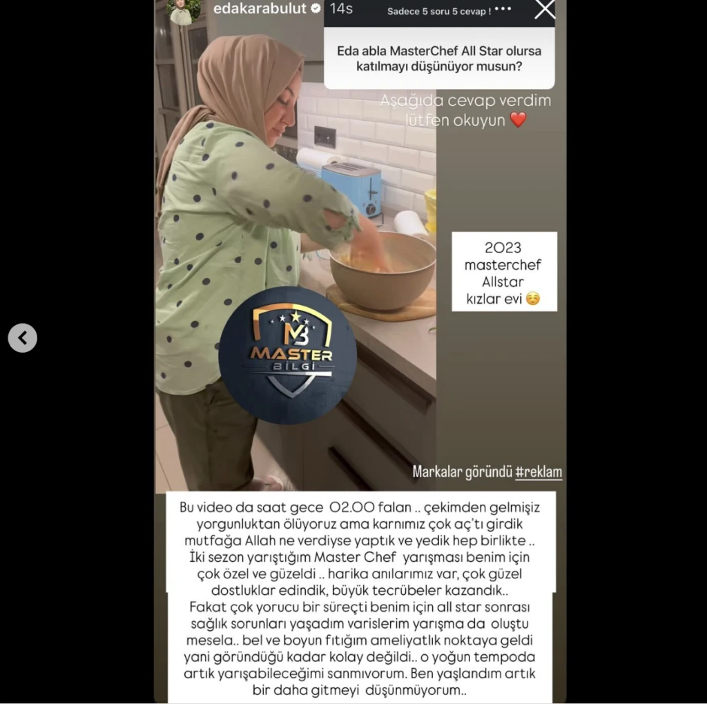 MasterChef Eda Karabulut'tan mini All Star açıklaması! Sosyal medyadan yorum yağdı 5 Ekran Resmi 2025 11 16 19.28.23