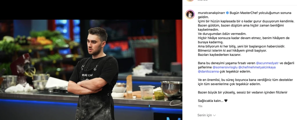 MasterChef'ten Muratcan'ın elenir elenmez yaptığı ilk paylaşım dikkat çekti! Mavi takım kaptanıydı, yorum yağdı! 6 Ekran Resmi 2025 11 27 15.24.47