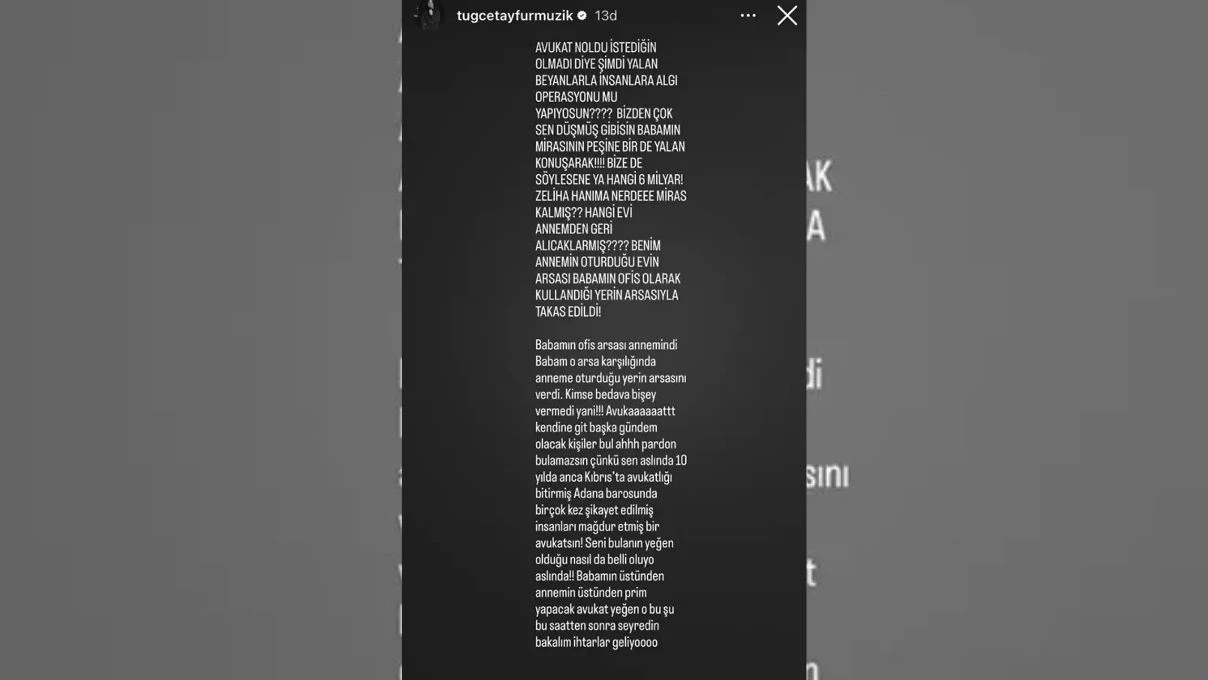 Ferdi Tayfur’un miras krizi büyüyor! Tuğçe Tayfur’dan avukatına sert cevap 10 Ferdi Tayfur’un miras krizi büyüyor! Tuğçe Tayfur’dan avukatına sert cevap