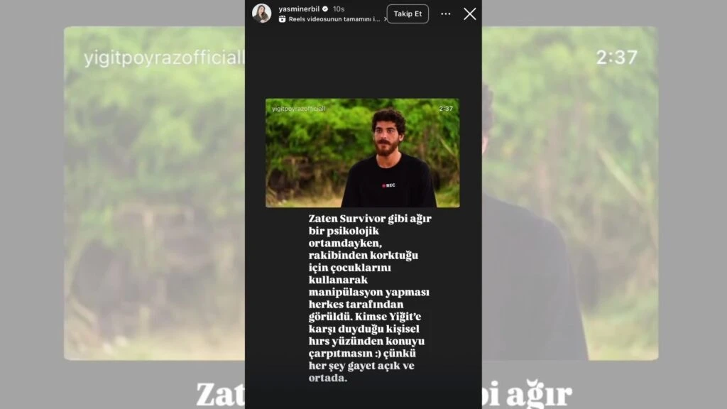 Survivor 2025 yarışmasından elenen Yiğit Poyraz’ın sevgilisi Yasemin Erbil sessizliğini bozdu!