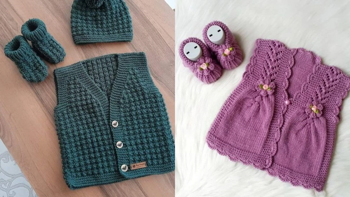 Modası asla geçmiyor, anneanne bebek yelek örgü modelleri 2025!