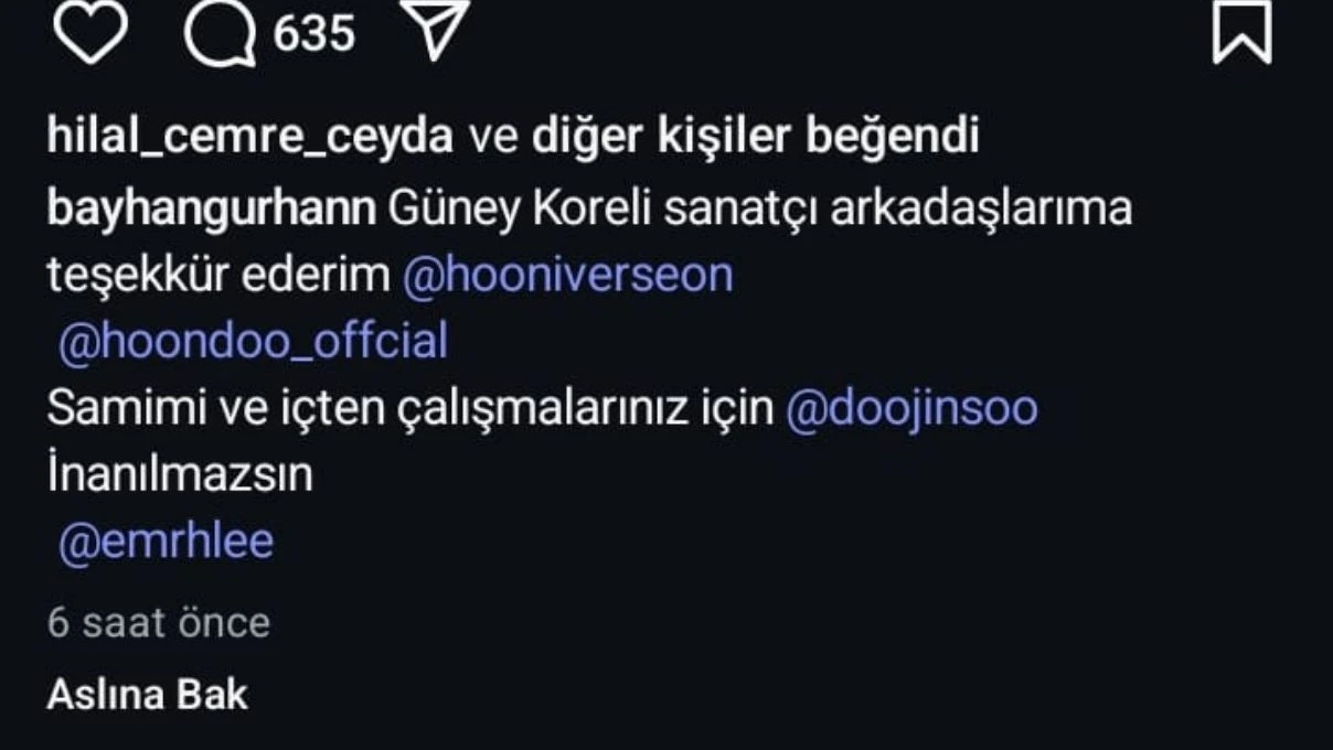bayhan dan guney koreli sarkicilara tesekkur mesaji