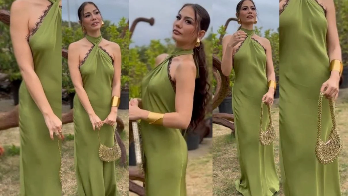 demet ozdemir yesil elbisesi ile begeni topladi