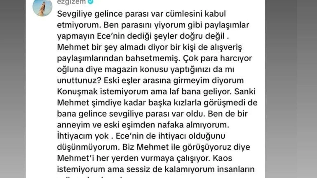 ece ronayin nafaka aciklamasina ezgi gizemden cevap gecikmedi