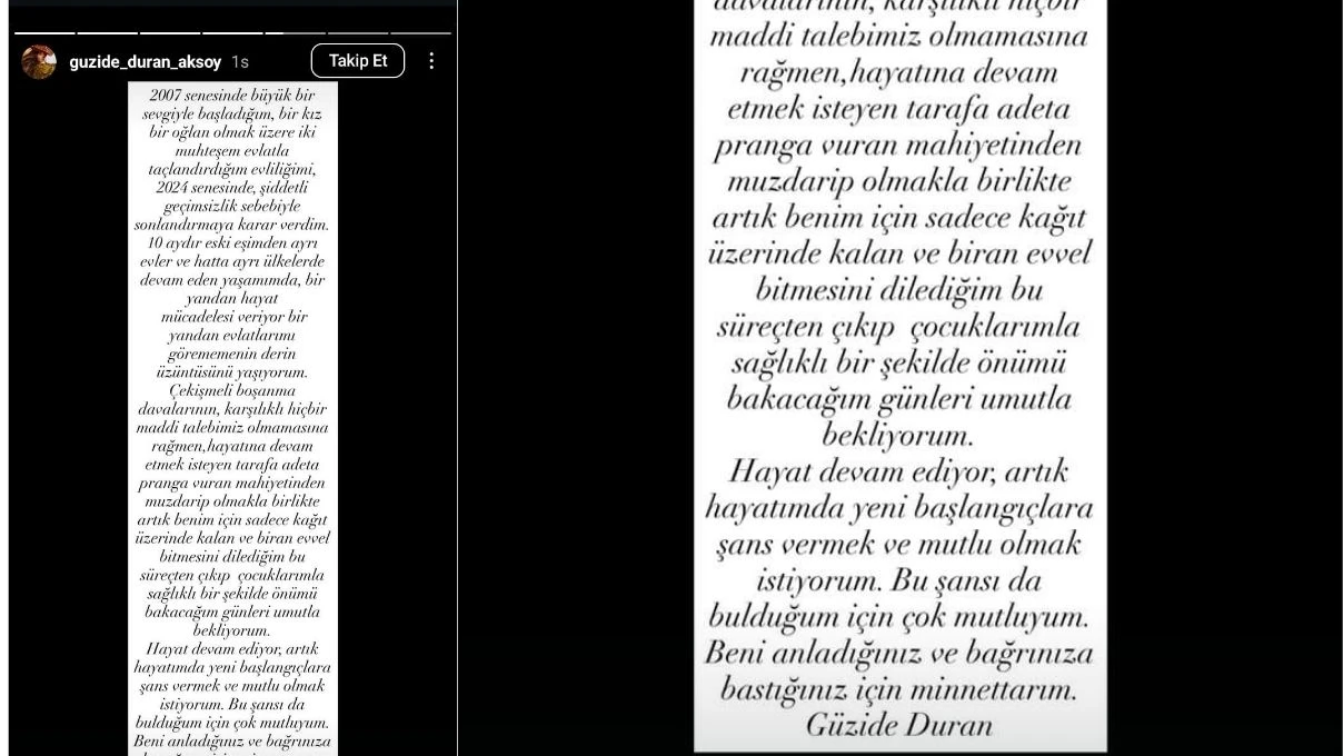 guzide duran sosyal medyasindan aciklama yapti